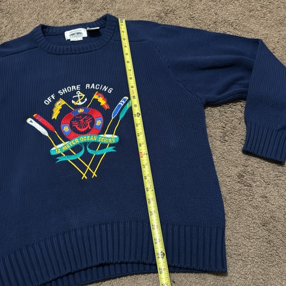 Vintage Nautical Vibes Crew Neck Cotton Sweater-Sz Adult M-Blue-EUC - Picture 15 of 16